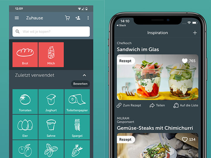 Einblick in die Einkaufs-App Bring!